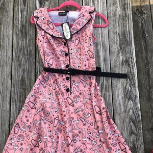 VoodooVixen Cocktails print dress, Size Medium